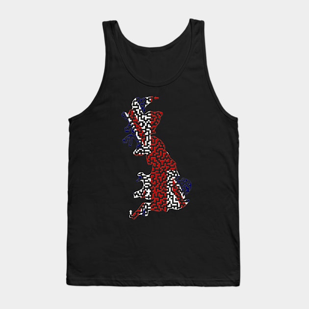 UK Great Britain Island Outline Maze & Labyrinth Tank Top by gorff